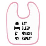 Bavoir b�b� imprim� eat sleep p�tanque rose