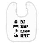 Bavoir b�b� imprim� eat sleep running blanc