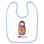 Bavoir b�b� imprim� i love russia poup�e russe bleu