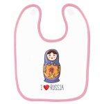 Bavoir b�b� imprim� i love russia poup�e russe rose