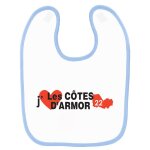 Bavoir bébé imprimé j'aime les côtes d'armor bleu Bavoir bébé imprimé j'aime les côtes d'armor bleu