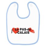 Bavoir bébé imprimé j'aime le pas de calais bleu Bavoir bébé imprimé j'aime le pas de calais bleu