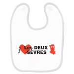 Bavoir b�b� imprim� j'aime les deux s�vres blanc