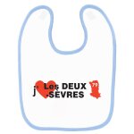 Bavoir bébé imprimé j'aime les deux sèvres bleu Bavoir bébé imprimé j'aime les deux sèvres bleu