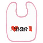 Bavoir b�b� imprim� j'aime les deux s�vres rose