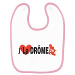 Bavoir bébé imprimé j'aime la drôme rose Bavoir bébé imprimé j'aime la drôme rose