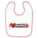 Bavoir bébé imprimé j'aime les hautes - pyrénées rose Bavoir bébé imprimé j'aime les hautes - pyrénées rose