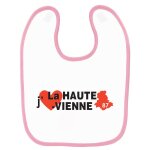 Bavoir bébé imprimé j'aime la haute - vienne rose Bavoir bébé imprimé j'aime la haute - vienne rose