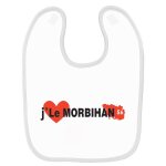 Bavoir bébé imprimé j'aime le morbihan blanc Bavoir bébé imprimé j'aime le morbihan blanc