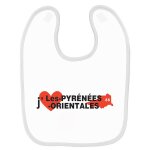 Bavoir bébé imprimé j'aime les pyrénées - orientales blanc Bavoir bébé imprimé j'aime les pyrénées - orientales blanc