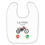 Bavoir bébé imprimé moto cross m'appelle blanc Bavoir bébé imprimé moto cross m'appelle blanc