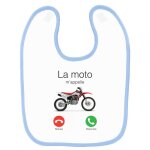 Bavoir bébé imprimé moto cross m'appelle bleu Bavoir bébé imprimé moto cross m'appelle bleu