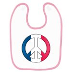 Bavoir b�b� imprim� peace & love drapeau france rose