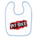 Bavoir b�b� imprim� pit bike logo rouge bleu
