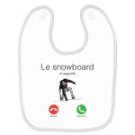 Bavoir b�b� imprim� snowboard m'appelle blanc