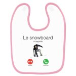 Bavoir bb imprim snowboard m'appelle rose