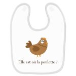 Bavoir b�b� kaamelott elle est ou la poulette 2 blanc