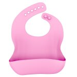 Intirilife bavoir pour b�b� en rose en silicone avec egouttoir sans bisph�nol a facilement lavable au ...