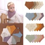 Bavoir en coton pour b�b�, 5 pi�ces, echarpe triangulaire de couleur unie pour nouveau - n�, serviette ...