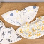 Bavoir en coton imprim dessin anim pour bb, serviette respirante, rotation a 360 degrs, tissu elastique ...