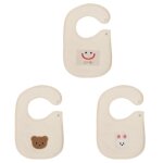 Bavoir en coton lavable pour bb, bavoir double couche, ours / lapin / visage souriant, joli, g99c