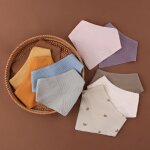 Bavoirs en coton pour nouveau - n�, echarpe triangulaire de couleur unie, serviette d'alimentation en ...