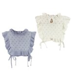 Bavoir en coton tricoté ajouré pour bébé, gilet pour nouveau - né, pour filles, col décoratif, volants, ... Bavoir en coton tricoté ajouré pour bébé, gilet pour nouveau - né, pour filles, col décoratif, volants, ...