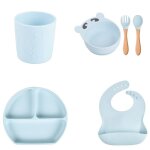 Bavoir en silicone pour bébé, assiette a dîner divisée, bol a ventouse, cuillère, fourchette, tasse, ... Bavoir en silicone pour bébé, assiette a dîner divisée, bol a ventouse, cuillère, fourchette, tasse, ...