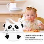 Bavoir en silicone lavable pour bb, impermable, mignon, dessin anim, style panda, stro, serviette ...