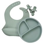 Bavoirs en silicone pour nouveau né, ensemble d'assiettes a dîner en silicone, cuillère en silicone pour ... Bavoirs en silicone pour nouveau né, ensemble d'assiettes a dîner en silicone, cuillère en silicone pour ...
