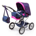 Bayer set grand landau pour poupee licorne bleu et rose vif avec un sac a bandouliere. lit de voyage. ...
