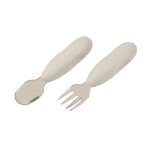 B�aba - lot de 2 pr� - couverts inox 10 mois + gris - apprentissage repas