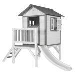 Axi maisonnette lodge xl en bois blanc gris toboggan blanc Axi maisonnette lodge xl en bois blanc gris toboggan blanc