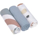 Bb couverture de puriculture drap de puriculture lot de 3 en coton 85 x 85 cm / swaddle & burp blanket ...