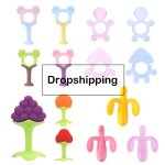 Bb infantile mche jouet de dentition silicone fruits lgumes forme brosse a dents jouet flambant neuf ...