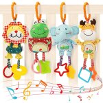Bb jouets de poussettes, 4 pack hochet jouets animales, peluche bb a clip pour poussette, jouets ...