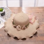 Beige - chapeau de paille pour femme chapeau de soleil a larges bords protection uv et pliable dcoration ...