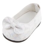Belles chaussures plates � noeud papillon blanches pour v�tements de poup�es am�ricaines