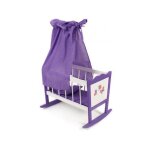 Berceau a bascule en bois poupée - violet - dim. 49x37x78 cm Berceau a bascule en bois poupée - violet - dim. 49x37x78 cm