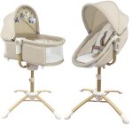 Berceau, transat bebe eléctrique, chaise haute : louna beige et bois Berceau, transat bebe eléctrique, chaise haute : louna beige et bois