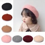 Bret pour bb fille, chapeau de couleur unie, vintage, bonnet, bonnet, chapeau pour enfants de 2 a ...