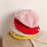 Béret en laine pour enfants, chapeau chaud a la mode pour filles, chapeau a fleurs, casquette de peintre, ... Béret en laine pour enfants, chapeau chaud a la mode pour filles, chapeau a fleurs, casquette de peintre, ...
