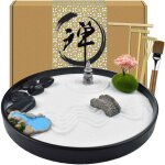 Bhhbb - jardin de sable zen japonais pour bureau avec rteau, support, rochers et mini articles d'ameublement ...