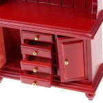 Bibliothque en bois rouge, prsentoir pour maison de poupes, salon, cuisine, 1 / 12