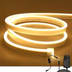 Blanc chaud ruban led néon, 12v 5m bande led lumineuse imperméable a l'eau ip65 dimmable pour la décoration ... Blanc chaud ruban led néon, 12v 5m bande led lumineuse imperméable a l'eau ip65 dimmable pour la décoration ...