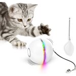 Blanc jouet pour chat, balle de jouets avec lumi�re led, cataire, ring bell et plume, am�lior� rotation ...