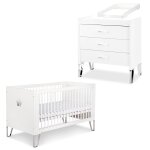 Blanka chambre bb lit convertible et commode avec plan a langer 140x70 blanc