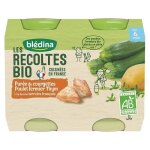 Bldina les rcoltes bio pot pure de courgettes poulet fermier thym + 6m 2 x 200g