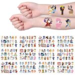 Bleu chien tatouage temporaire pour enfant, 12 feuilles tatouages temporaire enfant, tatouage impermable ...