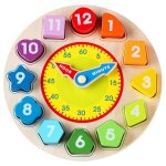 Bloc en bois 3d dessin anim�, joli animal, horloge num�rique, blocs de forme g�om�trique, jeu de correspondanc ...